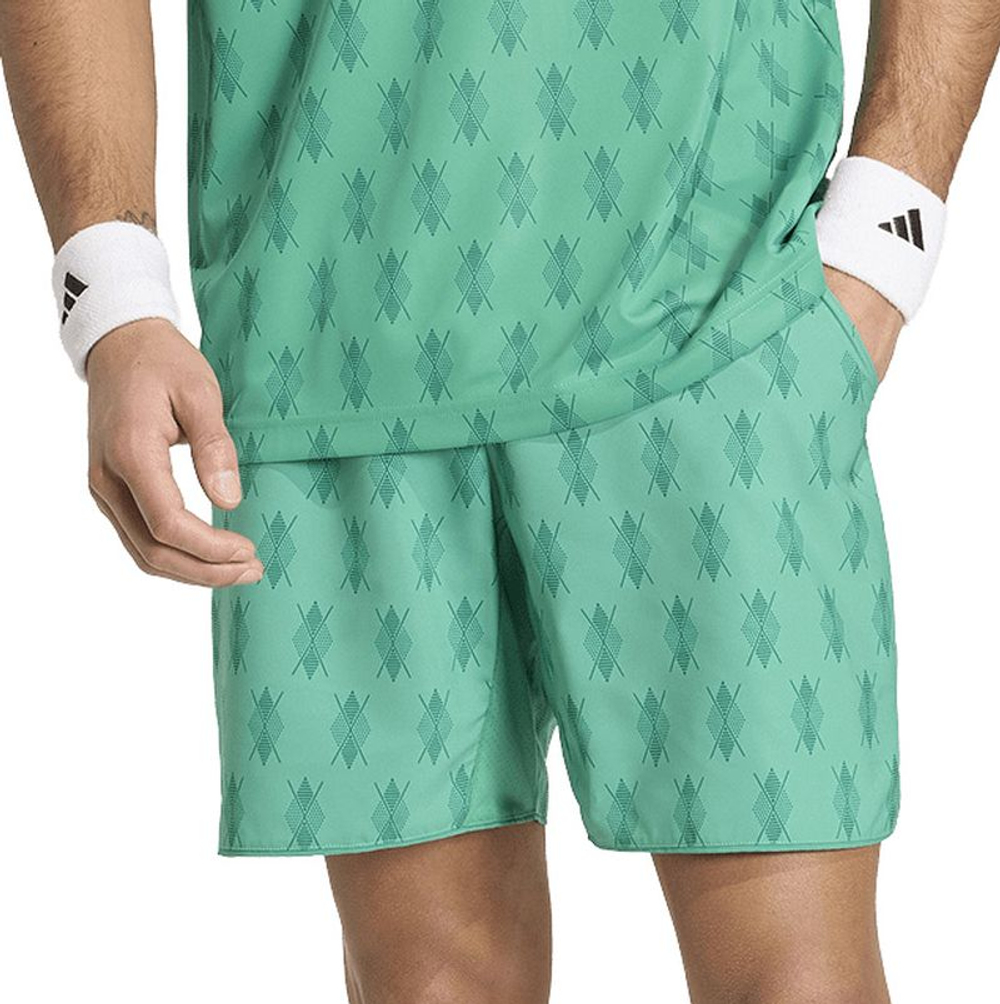 Мужские теннисные шорты Adidas Club Tennis Climacool Graphic 9in - semi court green/collegiate green