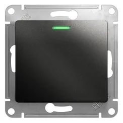 Переключатель проходной одноклавишный с подсветкой, схема Systeme Electric Glossa Антрацит GSL000763