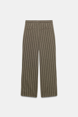 ZARA БРЮКИ СО СКЛАДКАМИ, ХАКИ МЕЛАНЖ