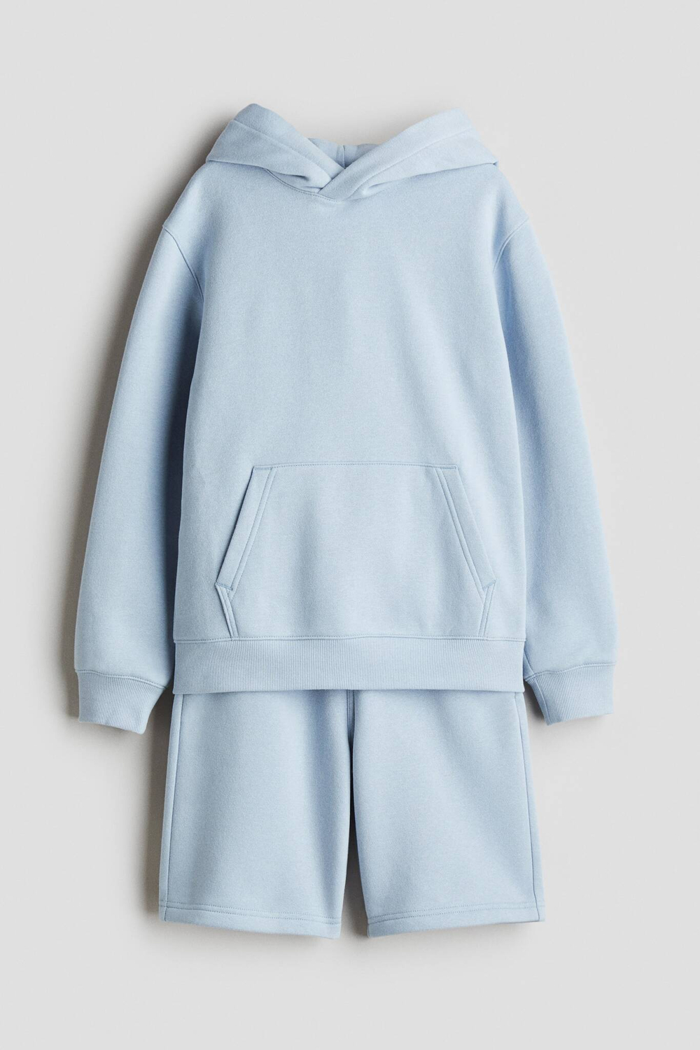 H&M Комплект из толстовки с капюшоном и шорт, светло-голубой