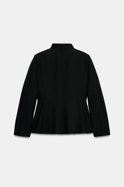 ZARA БЛЕЙЗЕР С ШЕРСТЬЮ И БАСКОЙ — ZW COLLECTION, ЧЕРНЫЙ
