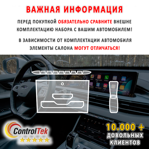 CHERY Tiggo 7 PRO MAX (2022) - комплект защитных матовых пленок 3 в 1. Пленка защитная ControlTek HYBRID со слоем TOP COAT. Толщина: 6 mil. (175 мкм.)