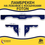 Ламбрекен с косынками FOTON (флок, синий, белые шарики)