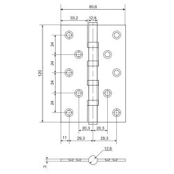 Петля дверная APECS 120x80-B4 Steel BLM черный матовый (1шт)