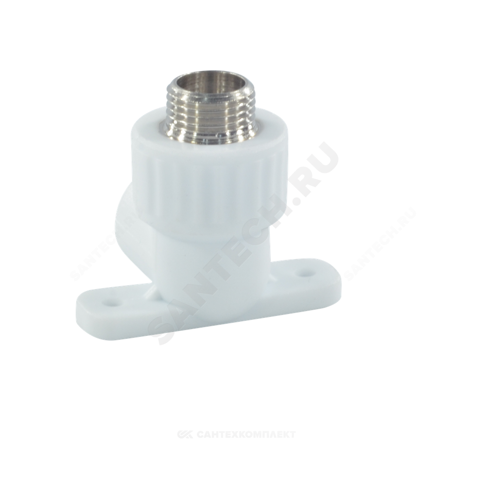 Угольник PP-R комбинированный белый Дн 20х1/2" НР с креплением VALFEX 10121020