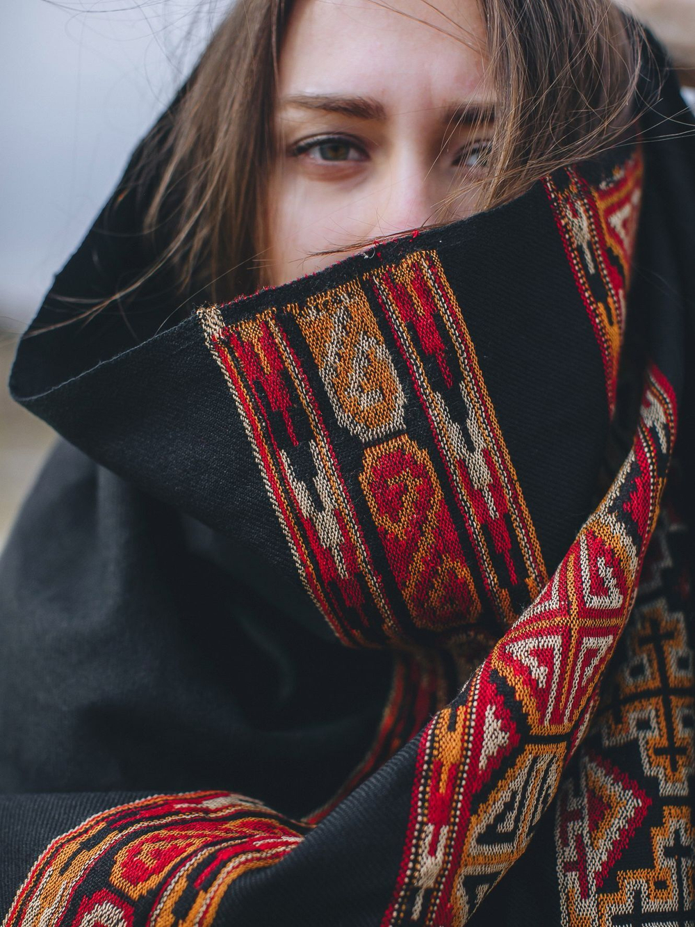 Шаль гималайская (черная)