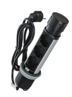 Выдвижной розеточный блок 3х2K+З + 2 USB (A+C) PD 20Вт, цвет черный, длина кабеля 2м