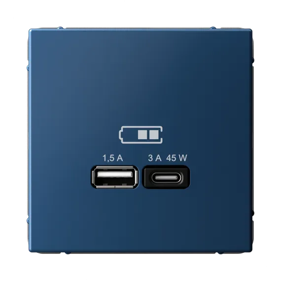 Розетка с USB A+C Systeme Electric ArtGallery Аквамарин GAL001129
