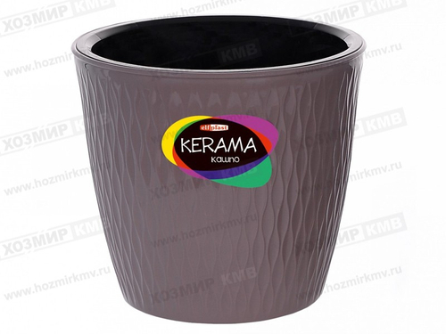 (496ЭЛЬФПЛАСТ) кашпо Kerama/Керама 4,6 л серо-коричневый