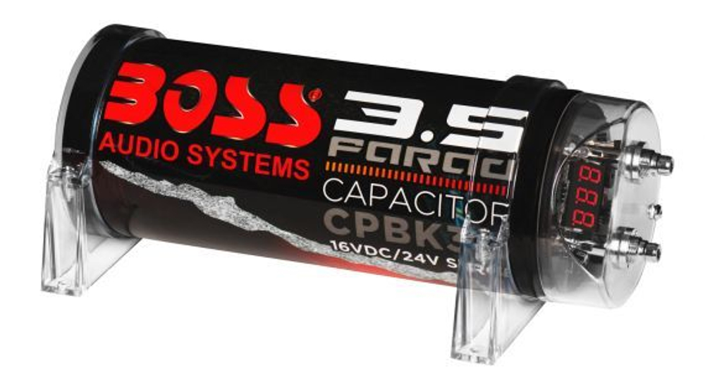 Конденсатор Boss Audio 3,5 фарада с вольтметром и звуковой сигнализацией