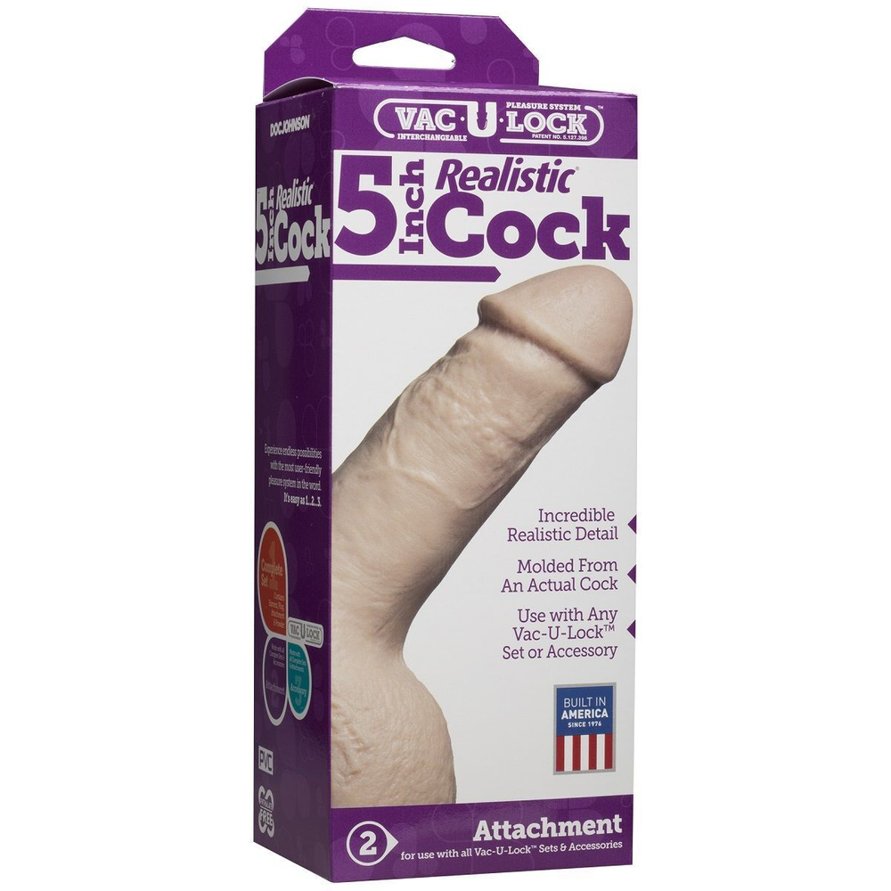 Насадка-реалистик для трусиков Vac-U-Lock 5 Realistic - 12,7 см. (Цвет: телесный)