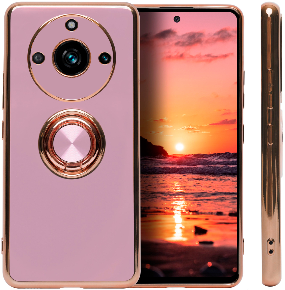 Стильный глянцевый чехол для REALME 11 PRO / 11 PRO PLUS с кольцом-подставкой и бархатной подкладкой