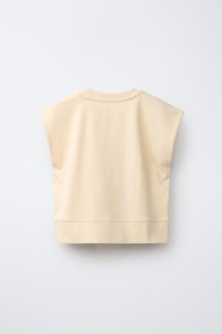 ZARA ОДНОТОННАЯ ФУТБОЛКА HEAVY WEIGHT, ЭКРЮ
