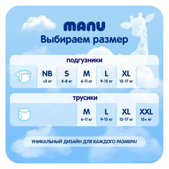 Трусики MANU ночные XL (12-17 кг) 17 шт.