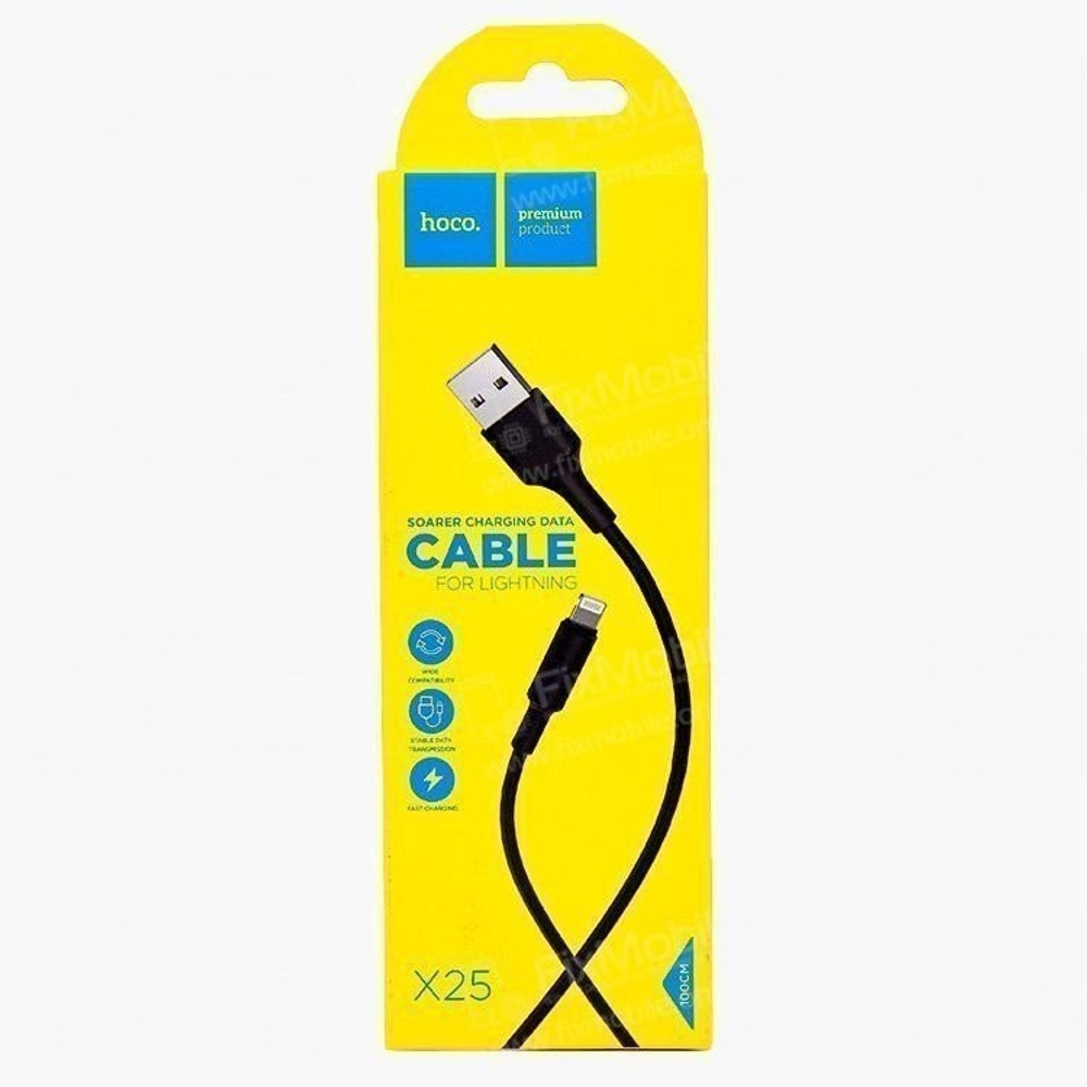 Usb Кабель-зарядка Lightning Hoco X25 Soarer 2A 1м силиконовый чёрный