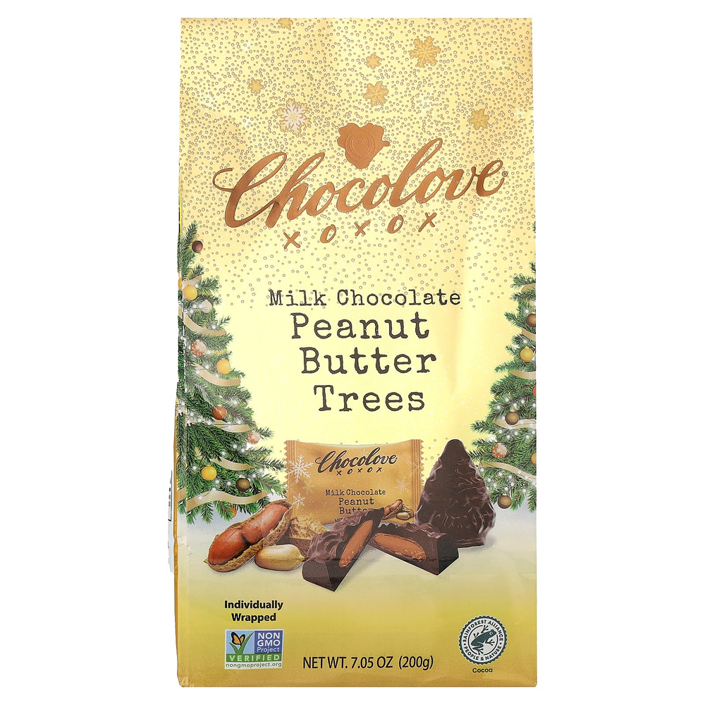 Chocolove, молочный шоколад с деревьями и арахисовой пастой, 200 г (7,05 унции)