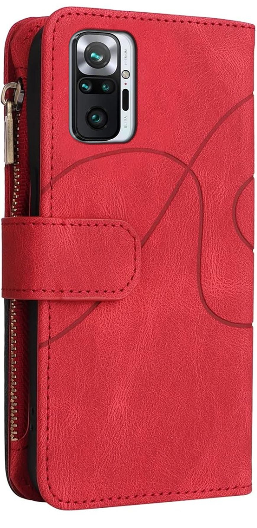 Дизайнерский чехол-книжка из кожи для XIAOMI REDMI NOTE 10 PRO / 10 PRO MAX с кошельком, 5 слотами для карт и подставкой