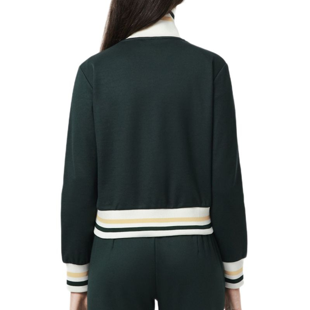 Damska bluza tenisowa Lacoste Zip-Up Stripe Accent - forest green
