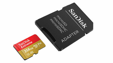 Карта памяти SanDisk Extreme microSDXC 256GB UHS-I U3 V30 A2, R/W 160/90 МБ/с с адаптером