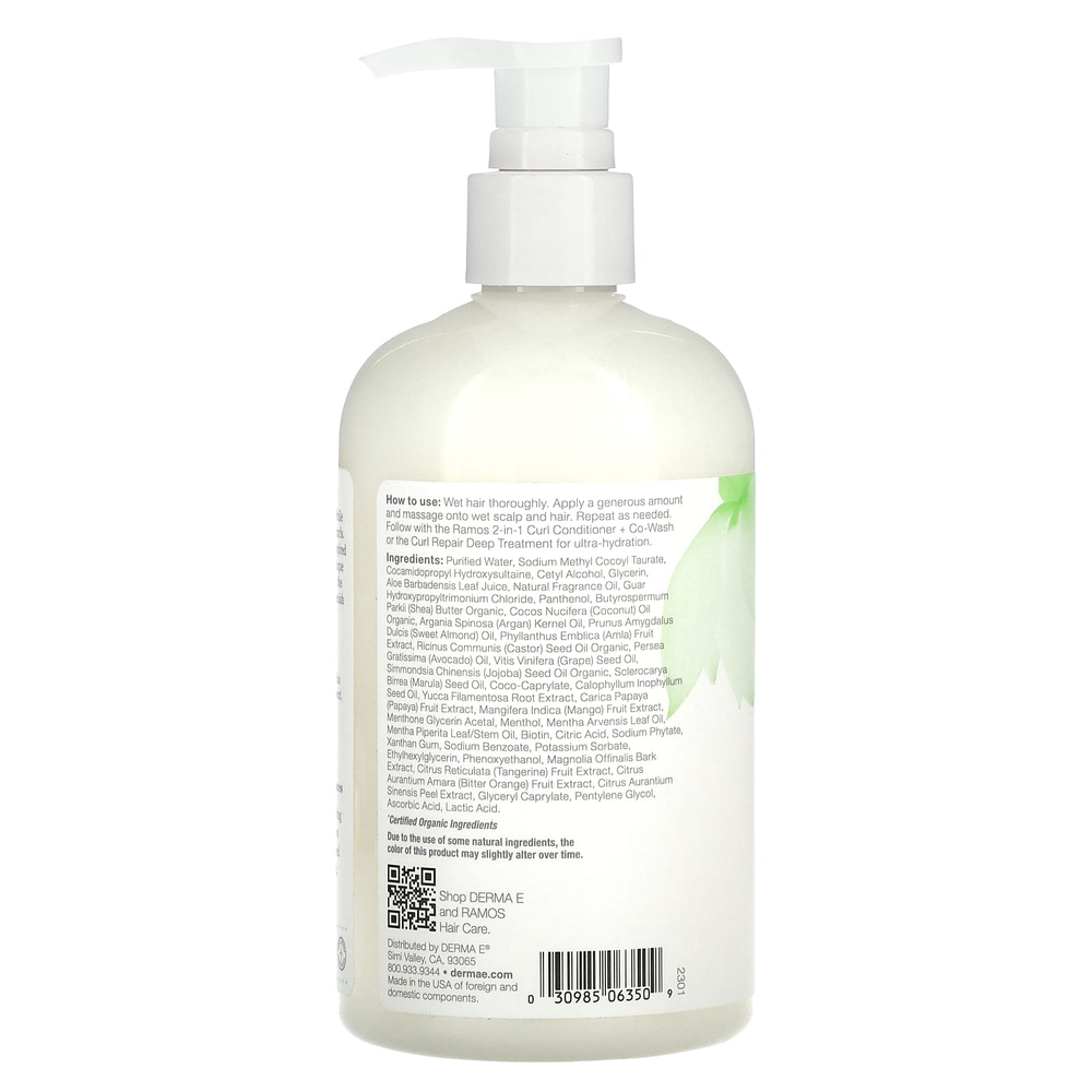 DERMA E, Ramos Clean Curls, шампунь для локонов, для волнистых, вьющихся и кудрявых волос, 355 мл (12 жидк. унций)