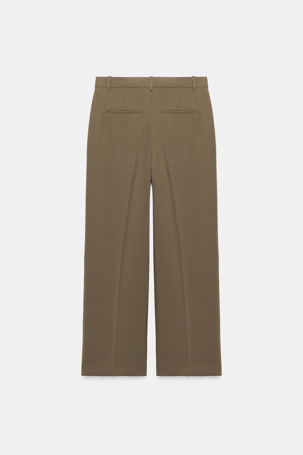 ZARA БРЮКИ ПРЯМОГО КРОЯ С ЗАЩИПАМИ, СЕРОВАТО-КОРИЧНЕВЫЙ