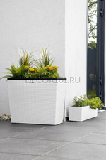 Напольное Кашпо RATTAN 28 литров OLA DOM белый с автополивом