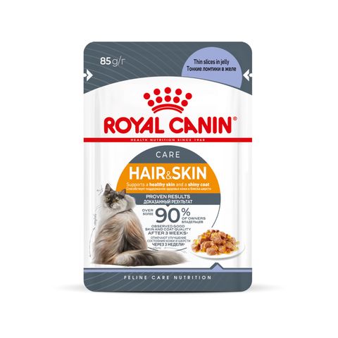 Royal Canin Hair & Skin пауч для кошек забота о здоровье кожи и шерсти кусочки в желе мясо 85 г