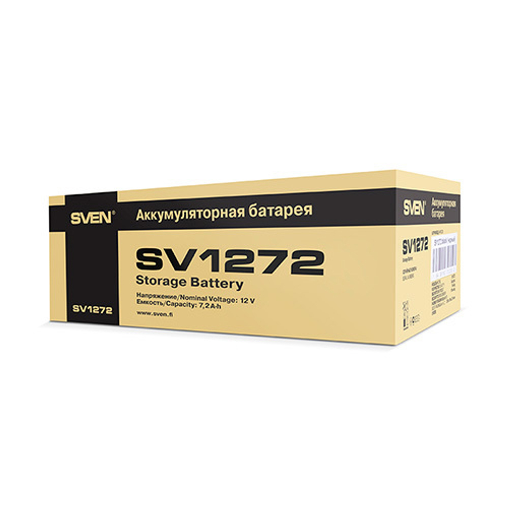 Батарея SVEN SV 1272 (12V 7.2Ah), напряжение 12В, емкость 7.2А*ч