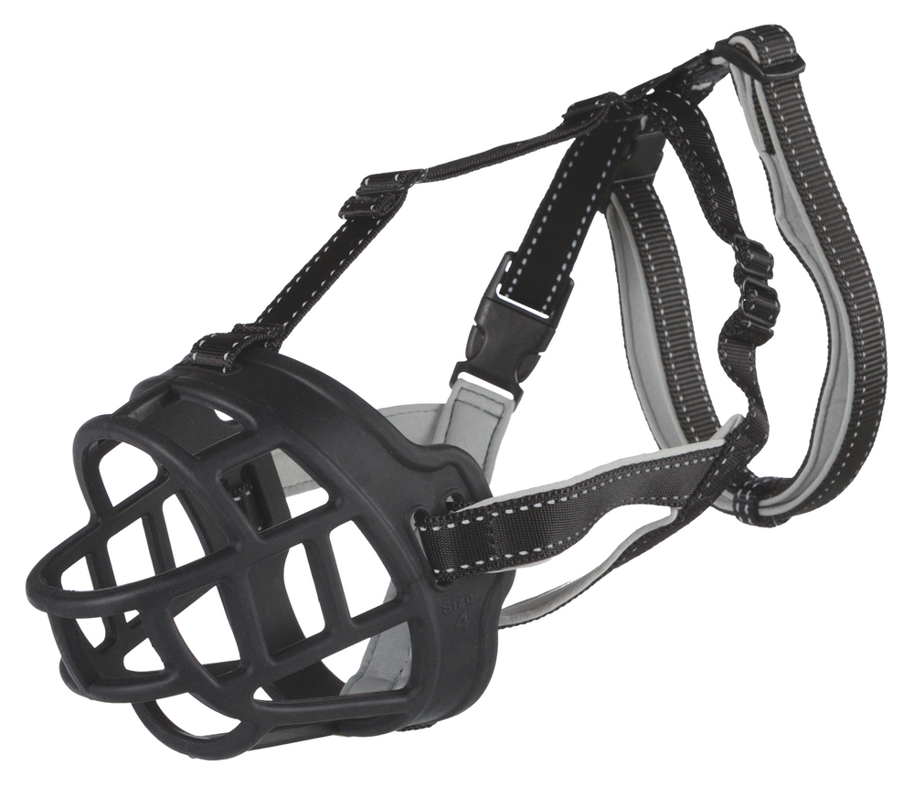 Намордник Muzzle Flex, резина, XL-XXL (39 см, длина лобного ремня до 37 см), чёрный, Trixie