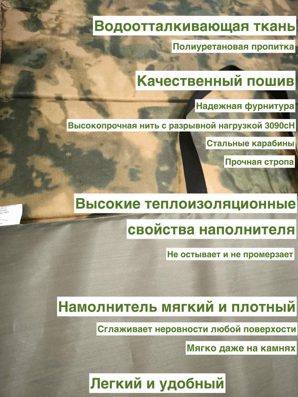 Коврик туристический рулон 182х65см основа под спальник с креплением к рюкзаку