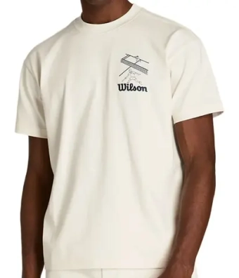 Мужская теннисная футболка Wilson Classic Graphic - sandrift/classic navy