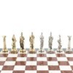 Настольные шахматы "Атлас" доска 44х44 см камень лемезит мрамор фигуры металлические G 122595