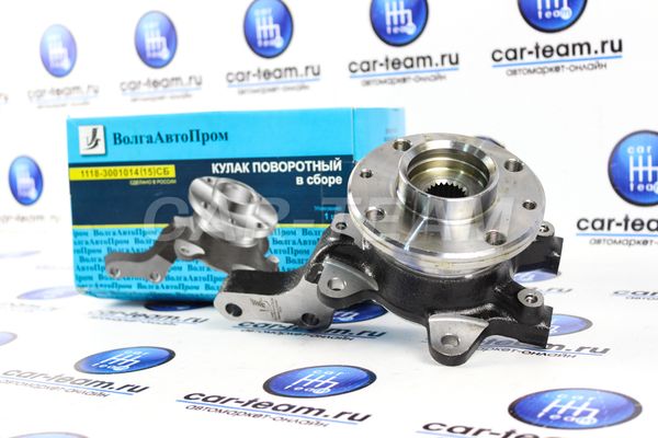 Кулак поворотный левый с подшипником и ступицей "Волгаавтопром" на Лада Калина 1-2, Приора, Гранта (1118-3001015СБ)