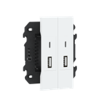 Зарядное устройство USB типа A+C+A+C,  ток до 2x3100мА,  в сборе с суппортом,  цвет белый матовый