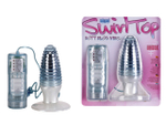 Голубая анальная пробка c вибрацией SWIRL L BLUE