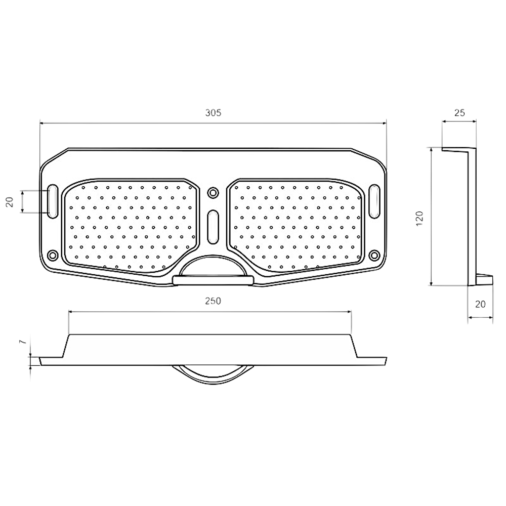 Накладка на транец Badger Регулируемая DJ1202_New Металл Серая 305х120х25мм Предняя