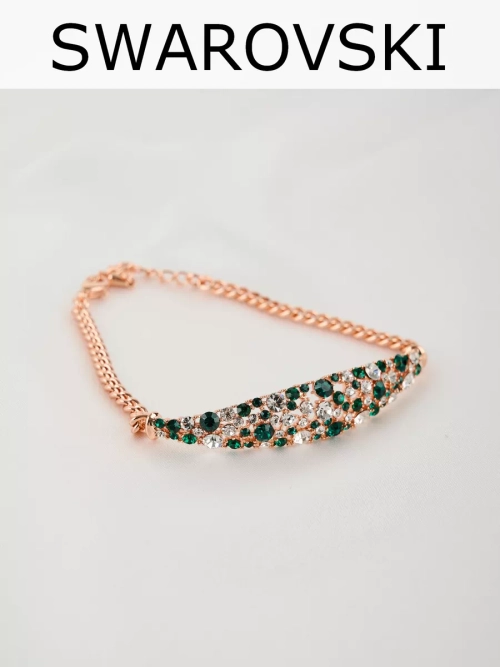 Браслет Россыпь из зеленых камней Swarovski