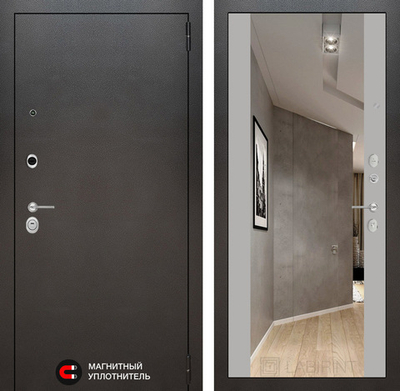 Дверь Входная Лабиринт СИЛЬВЕР С зеркалом Максимум Софт Грей