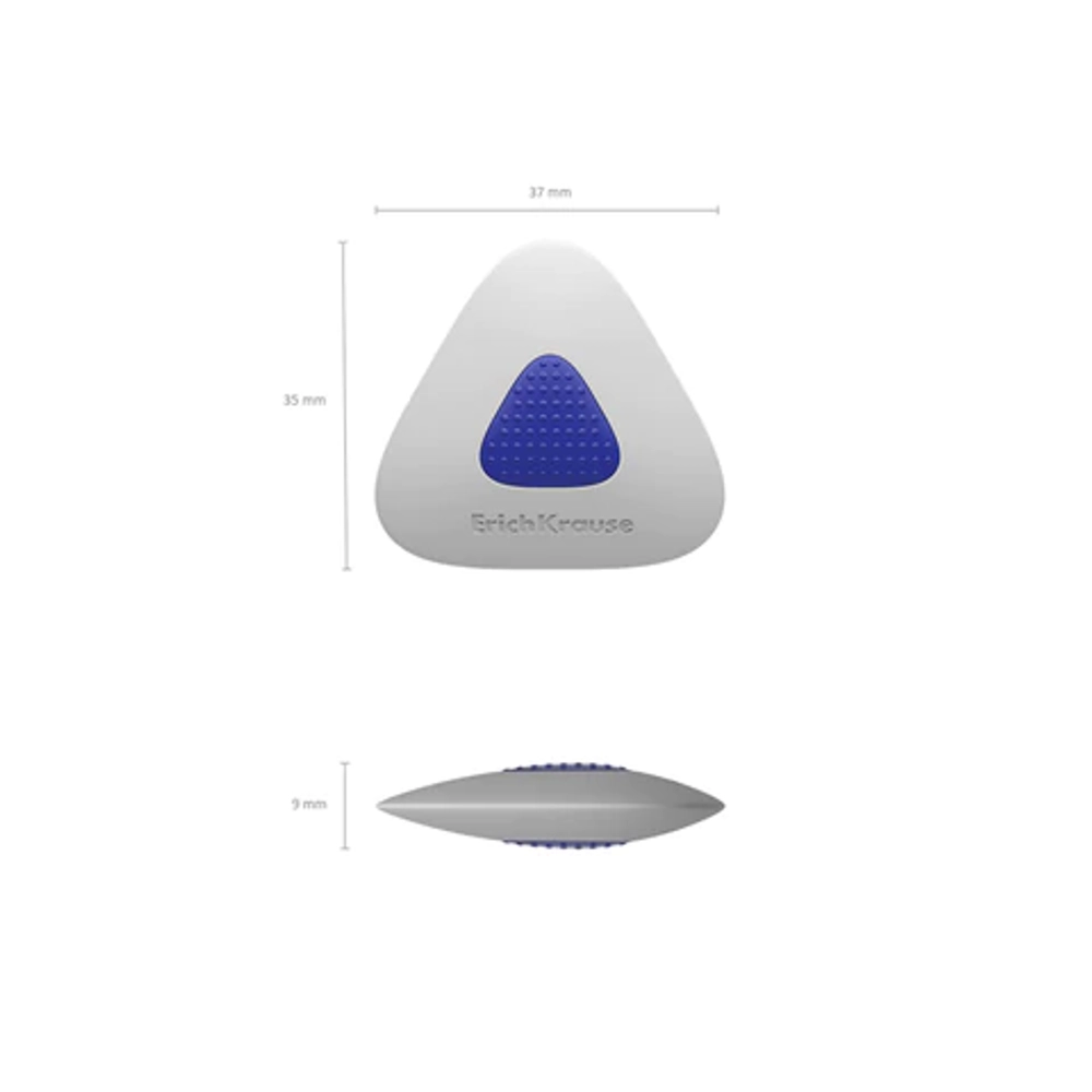 Ластик ERICH KRAUSE "SmartWay Mini Triangle", 37х35х9 мм, белый, треугольный, пластиковый держатель