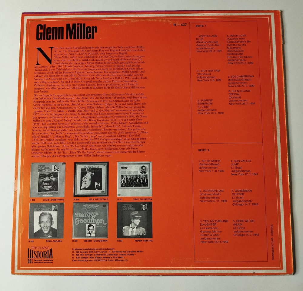 Винтажная виниловая пластинка LP Memories On Glenn Miller (Germany 1970) In The Mood