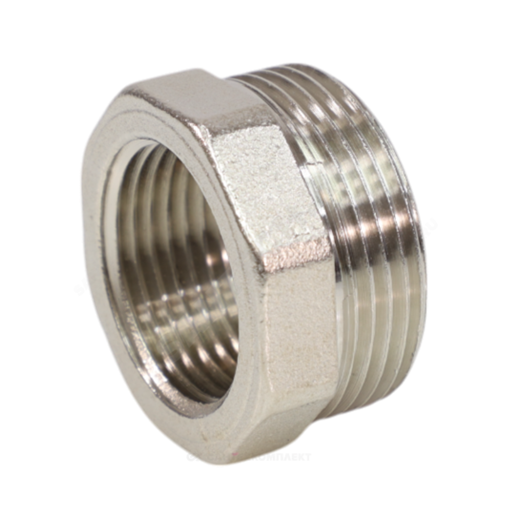 Футорка латунь никель Ду 10х8 (3/8"х1/4") НР/ВР VALFEX VF.581.N.038.014