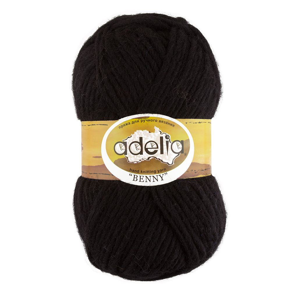 Пряжа Adelia Benny / уп.5 мот. по 100г, 96м, 707 черный Пряжа Adelia Benny / уп.5 мот. по 100г, 96м, 707 черный