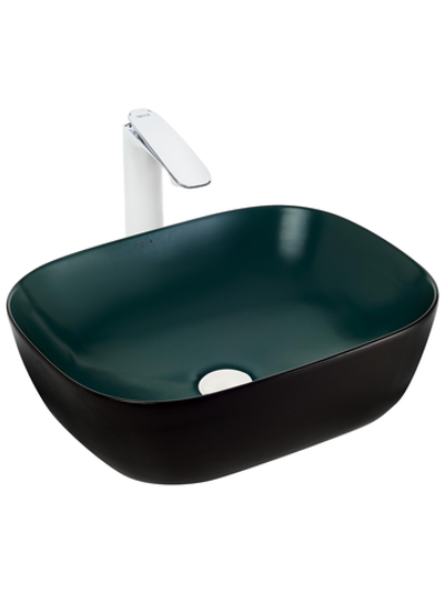 Раковина накладная (матовая черно-зеленая) WeltWasser WW  ELBACH M2143 BBG 490х395х150
