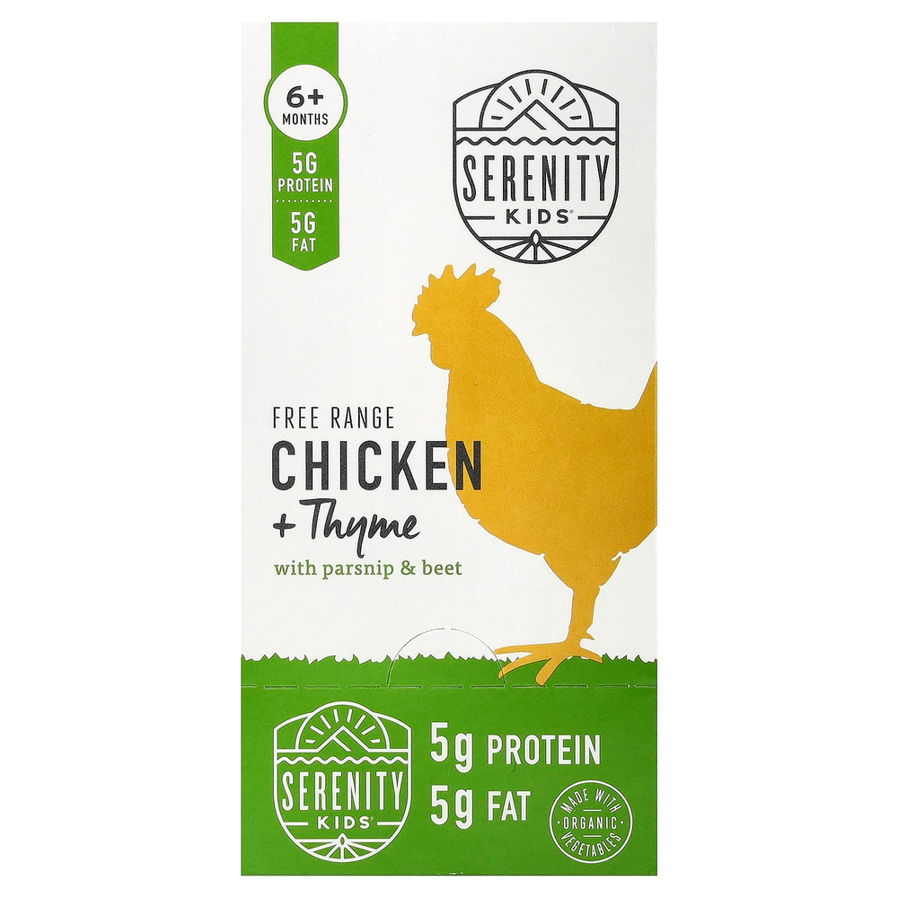 Serenity Kids, Фермерская курица с чабрецом, пастернаком и свеклой, для детей от 6 месяцев, 6 паучей по 99 г (3,5 унции)