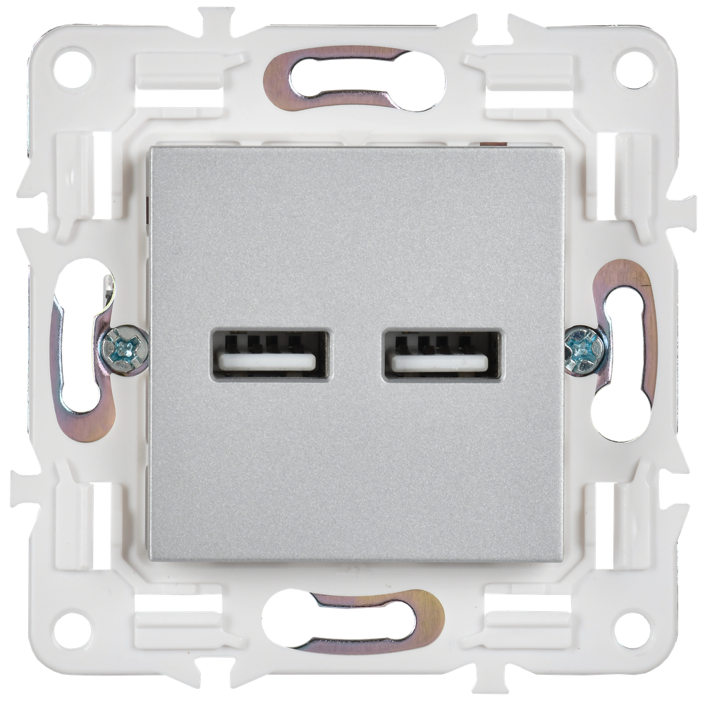 SKANDY Розетка USB A+A 3,1А SK-R15S серебряный IEK