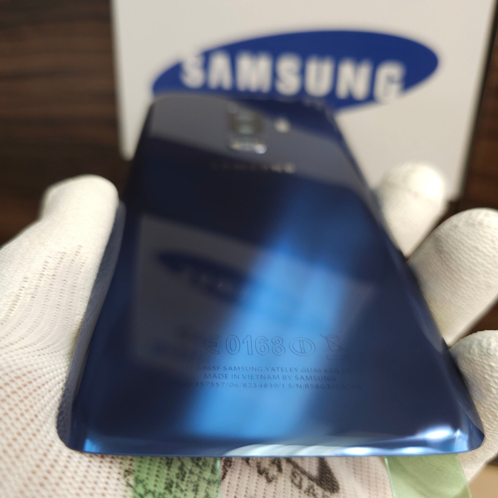 Крышка для Samsung S9 Plus - стеклянная панель "хорошее качество" (синего цвета)