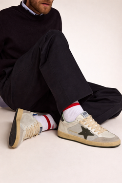 Men's Ball Star in vintage white with green star and croco print heel tab