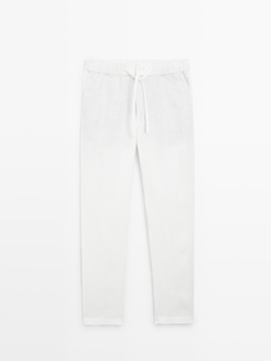 Massimo Dutti Льняные спортивные брюки, белый
