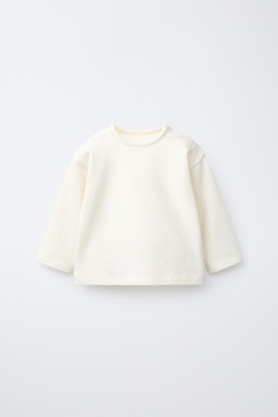 ZARA ОДНОТОННЫЙ ЛОНГСЛИВ SOFT TOUCH, ЭКРЮ