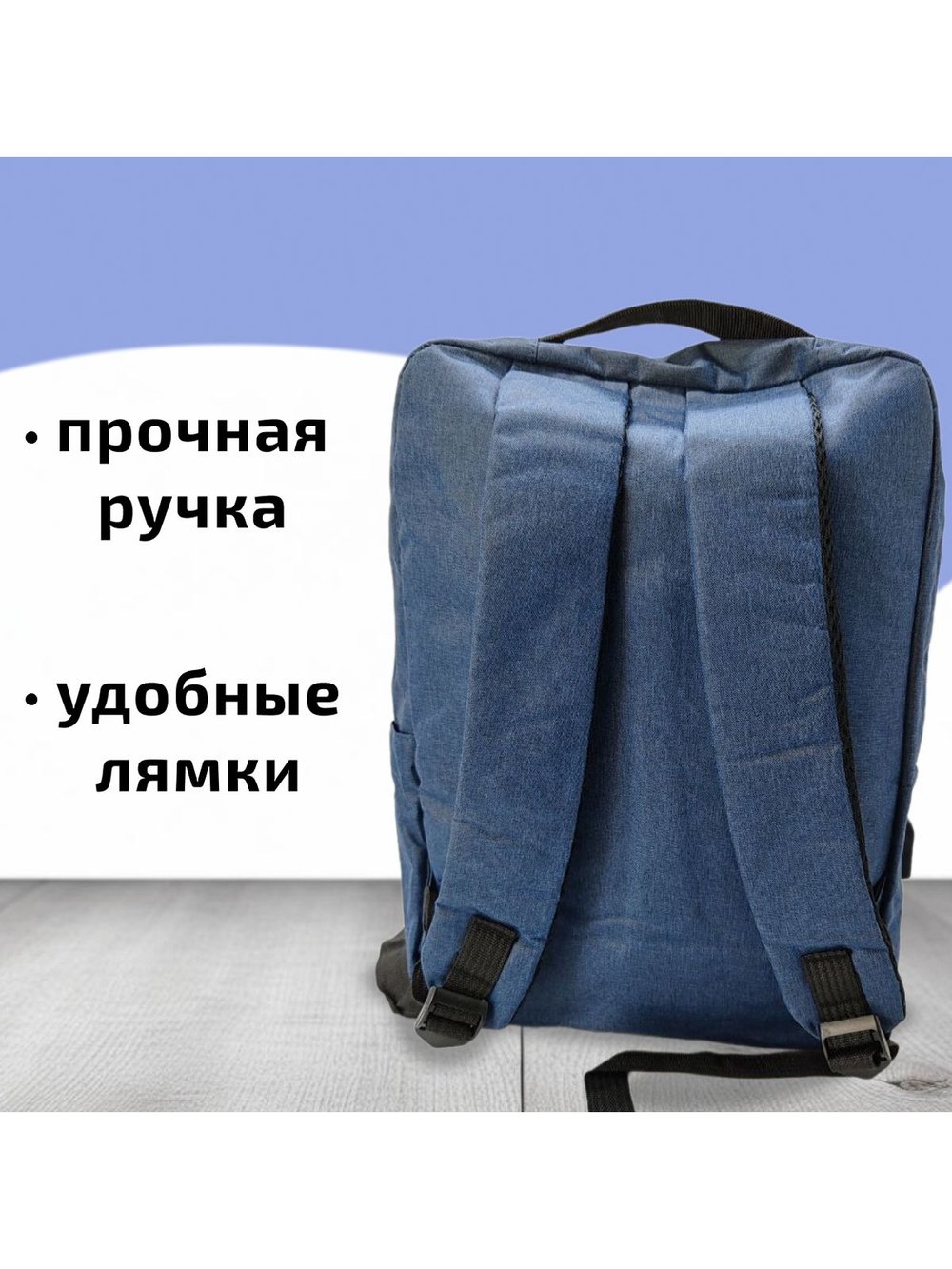Многофункциональный деловой рюкзак/сумка/кошелек синий